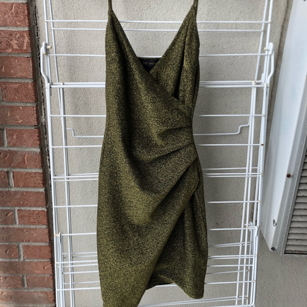 Metallic Olive Green Bodycon Dress